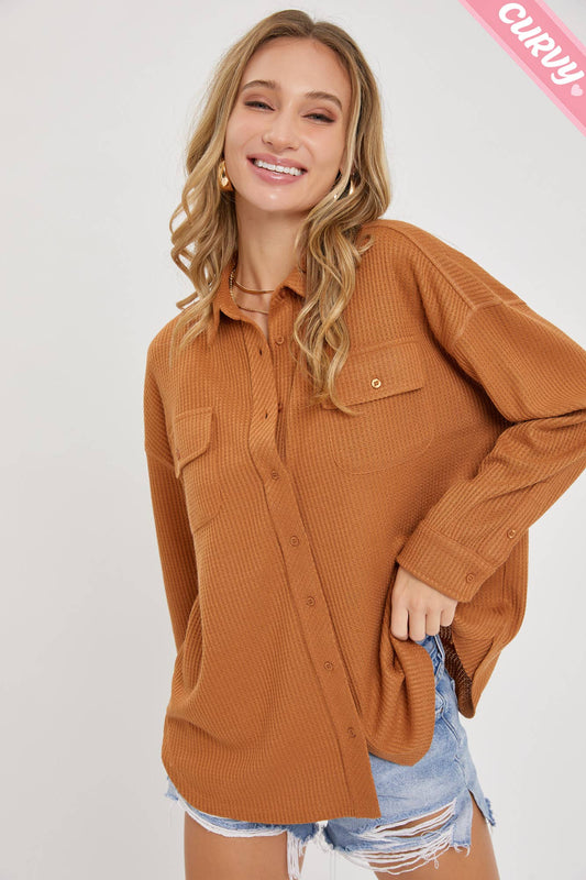 Brown Oversized Button Down Shirt