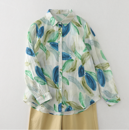Ink Splash Printed Blouse