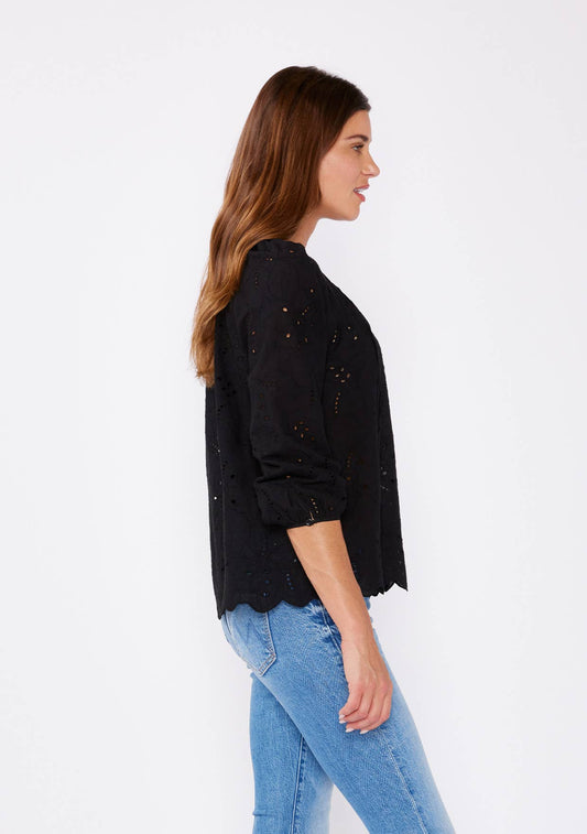 Black Scalloped Blouse