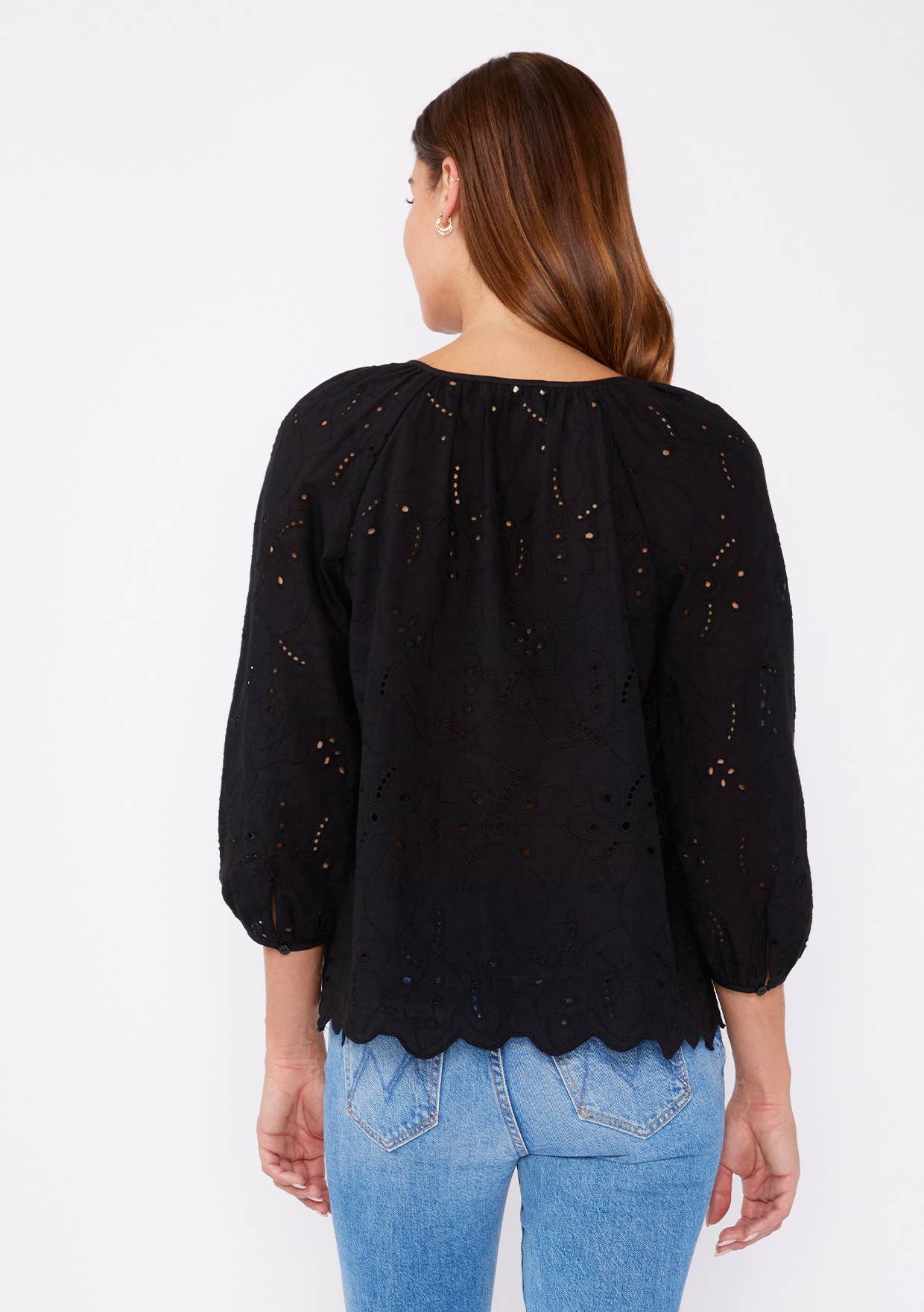 Black Scalloped Blouse