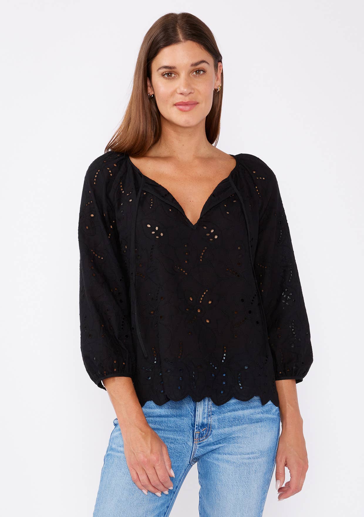 Black Scalloped Blouse