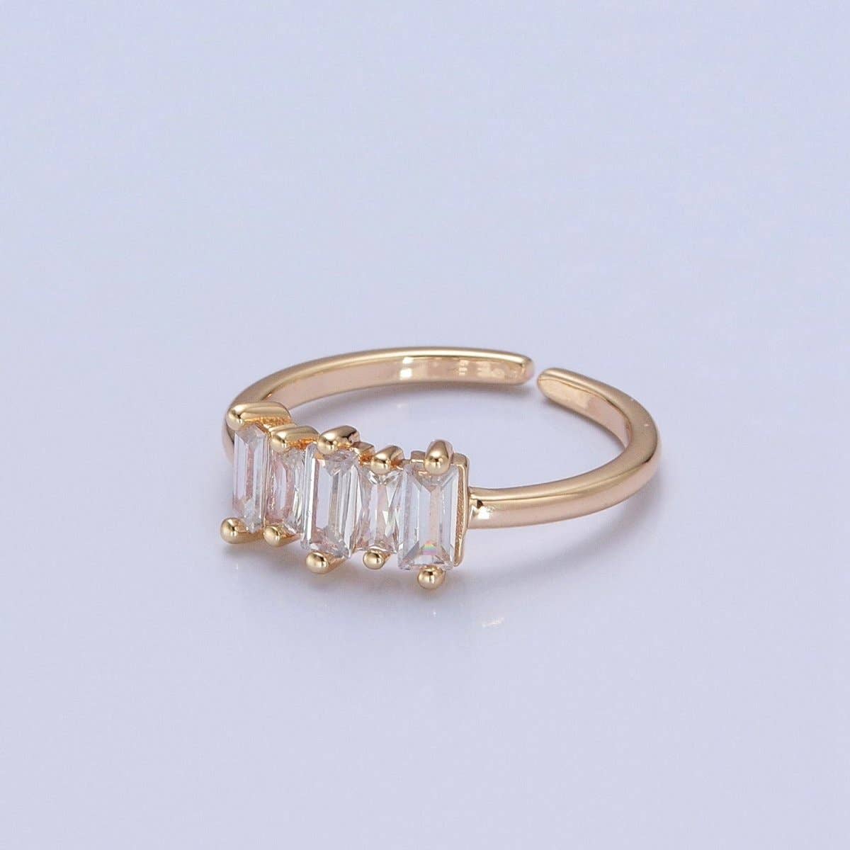 16K Gold Filled Minimalist Gold Baguette Stone Ring | O-739