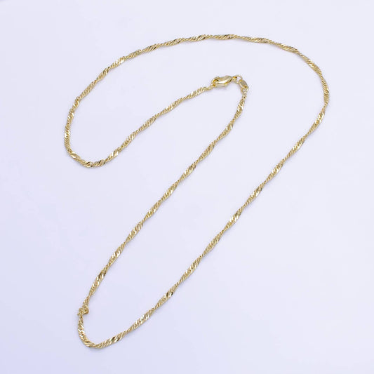 14K Gold Filled 2mm Singapore Chain 20 Inch Necklace