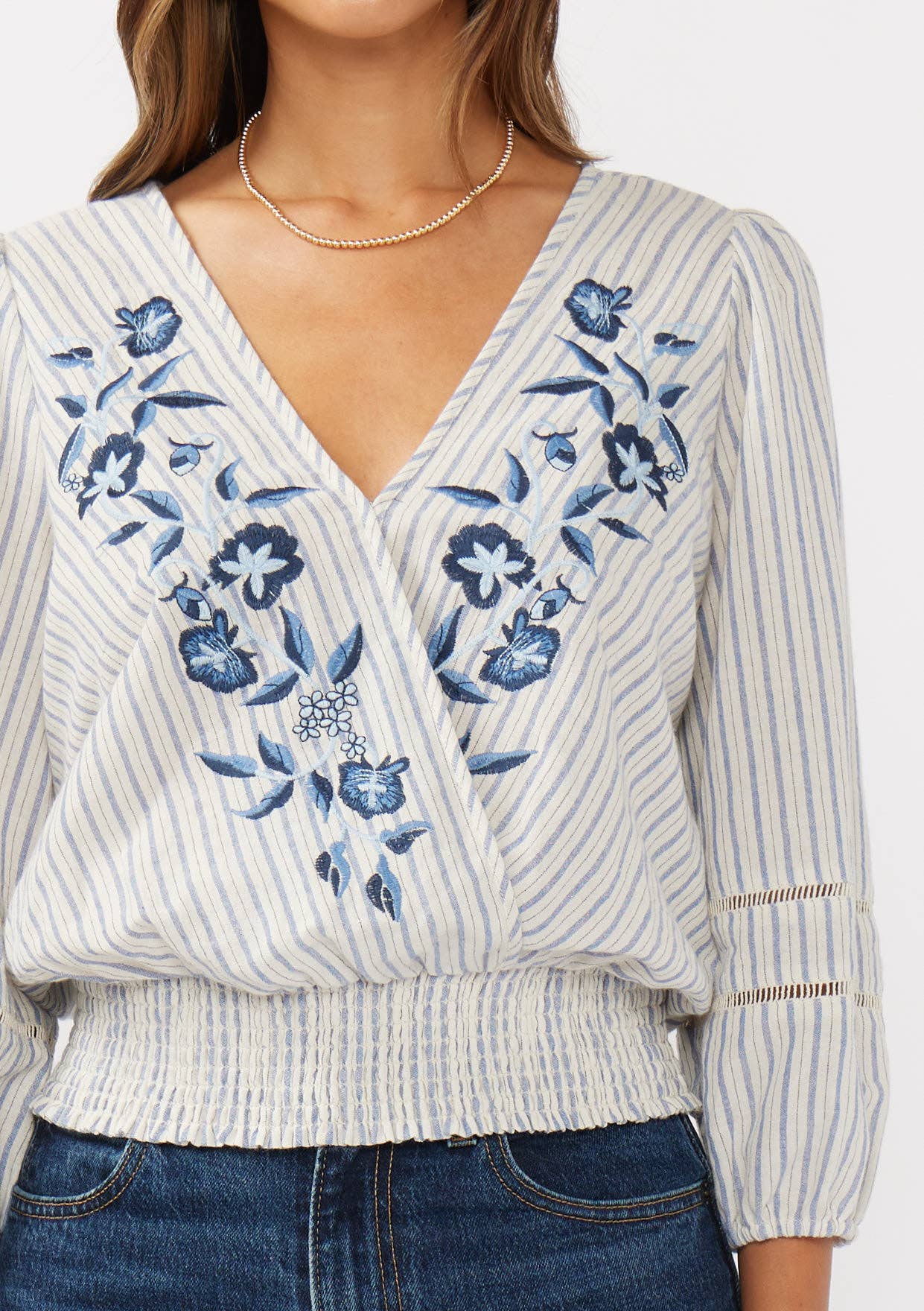 Blue Embroidered Blouse