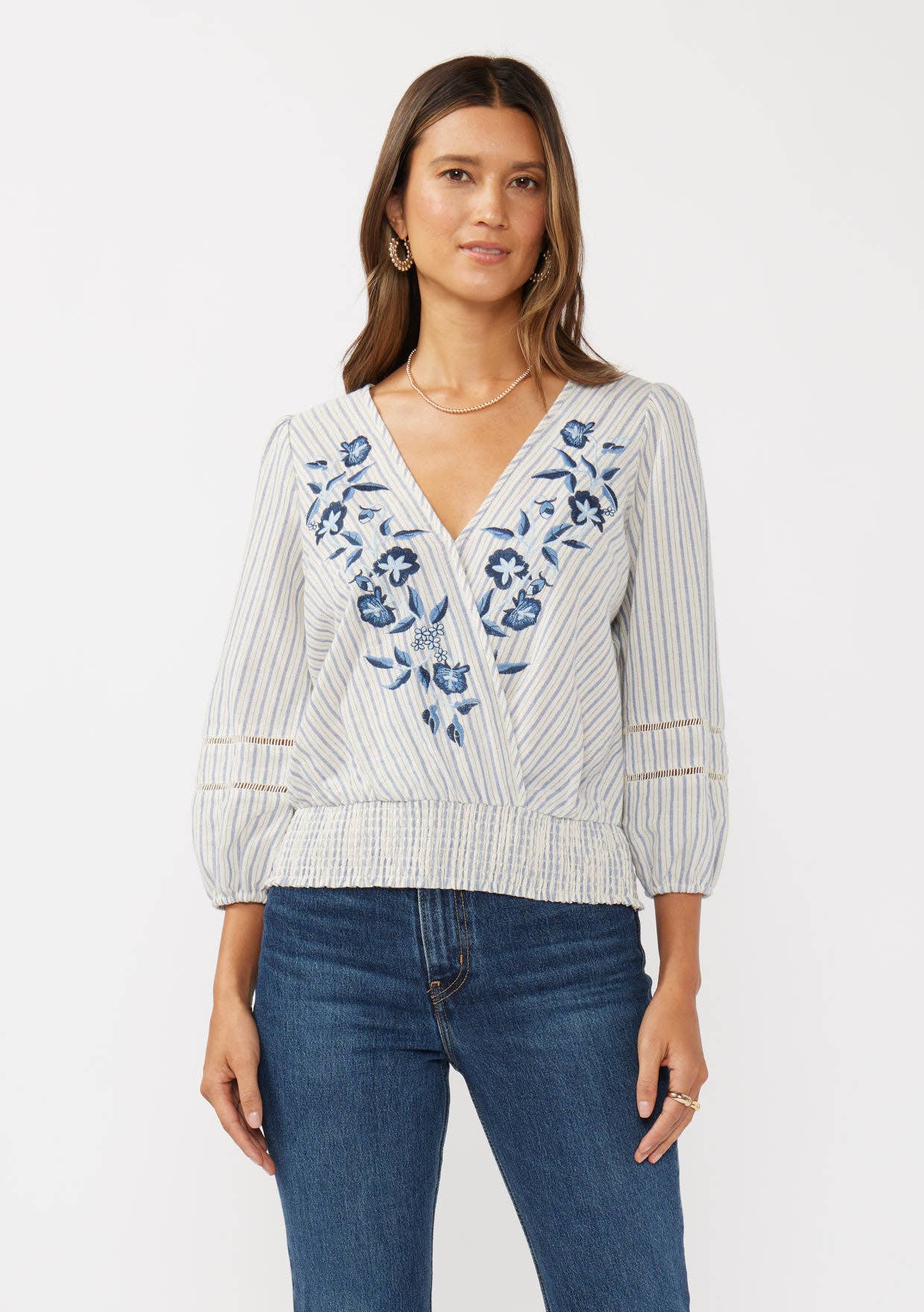 Blue Embroidered Blouse