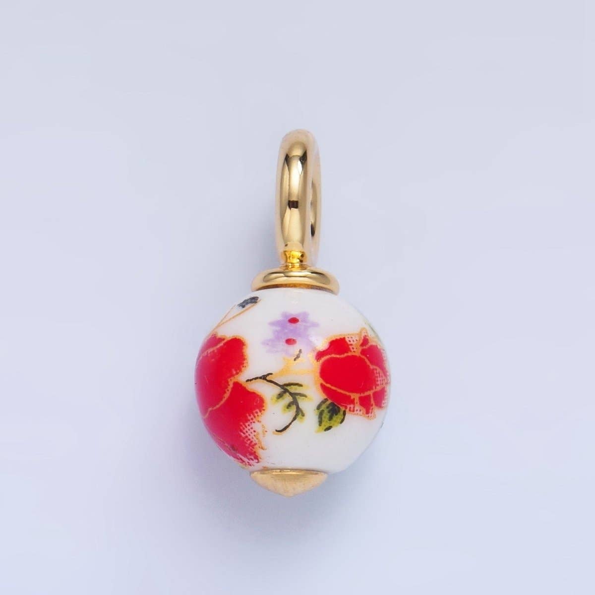 24K Gold Filled Nature Floral Mushroom Pet Sea Sell Ceramic Drop Charm
