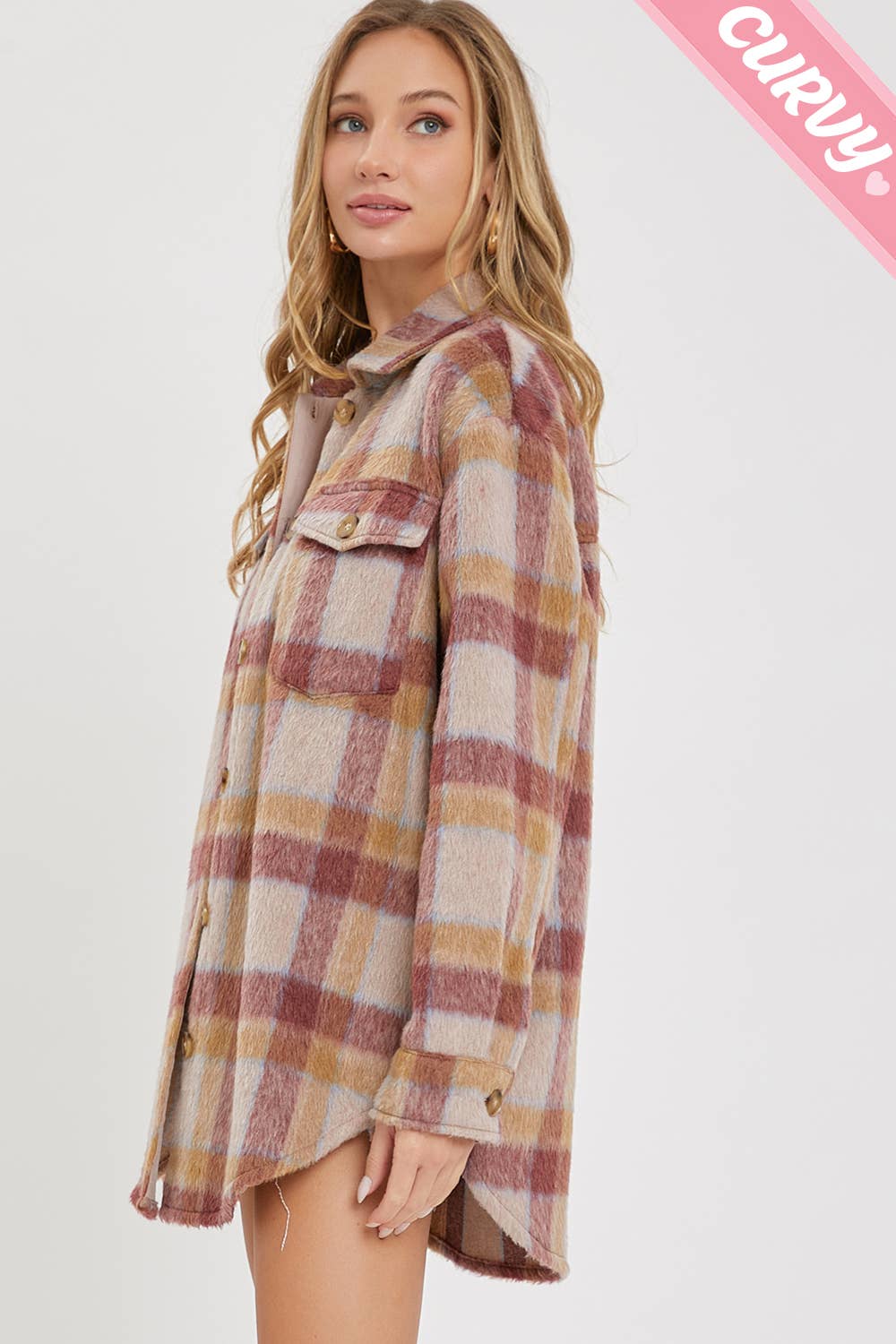 PLUS SIZE OUTERWEAR CLASSIC PLAID SHACKET/JACKET