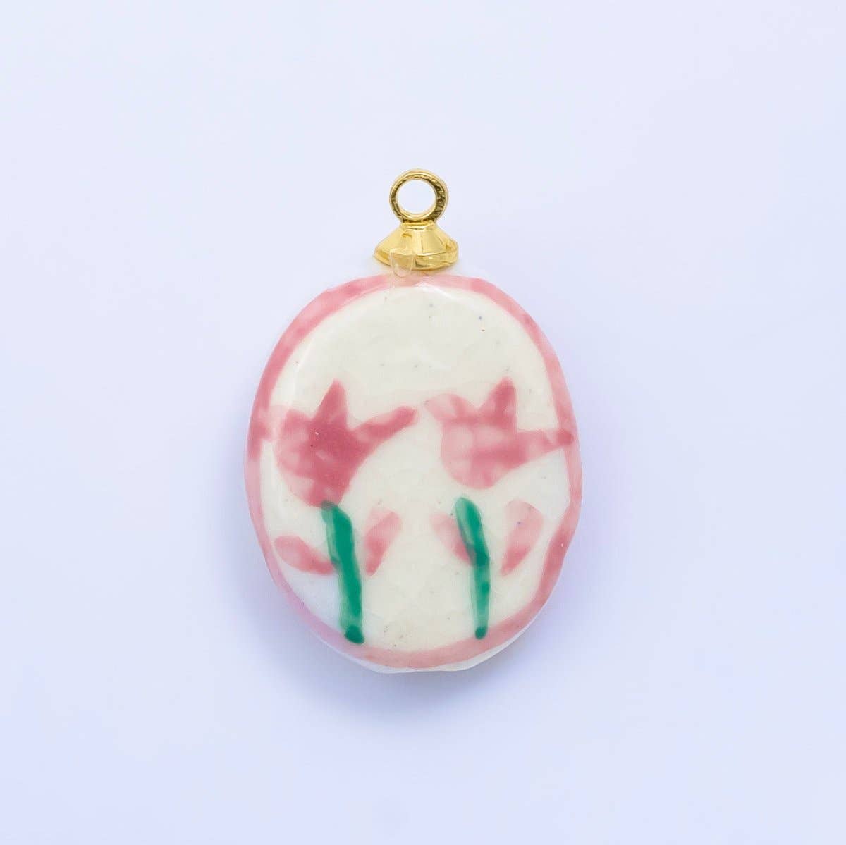 24K Gold Filled Nature Floral Mushroom Pet Sea Sell Ceramic Drop Charm