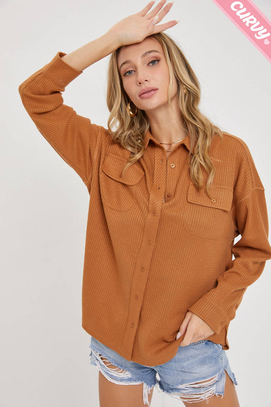 Brown Oversized Button Down Shirt