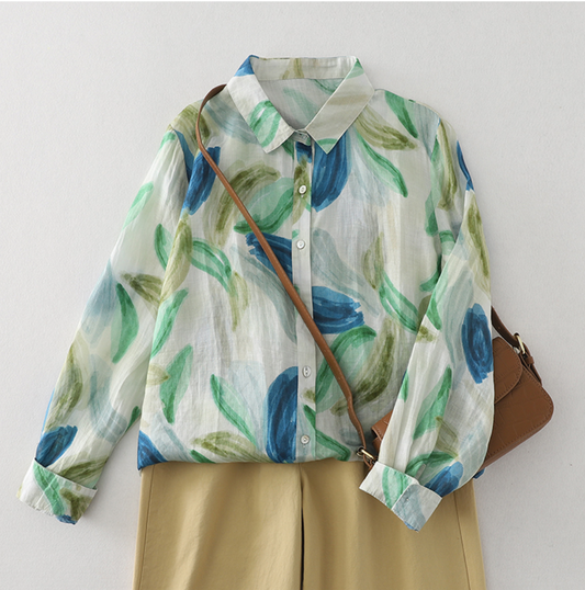 Ink Splash Printed Blouse