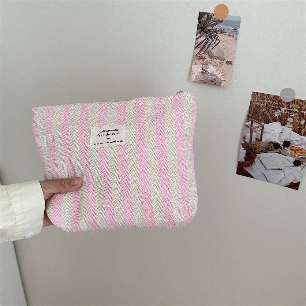 Striped Color Block Simple Make Up Bag DP25A565
