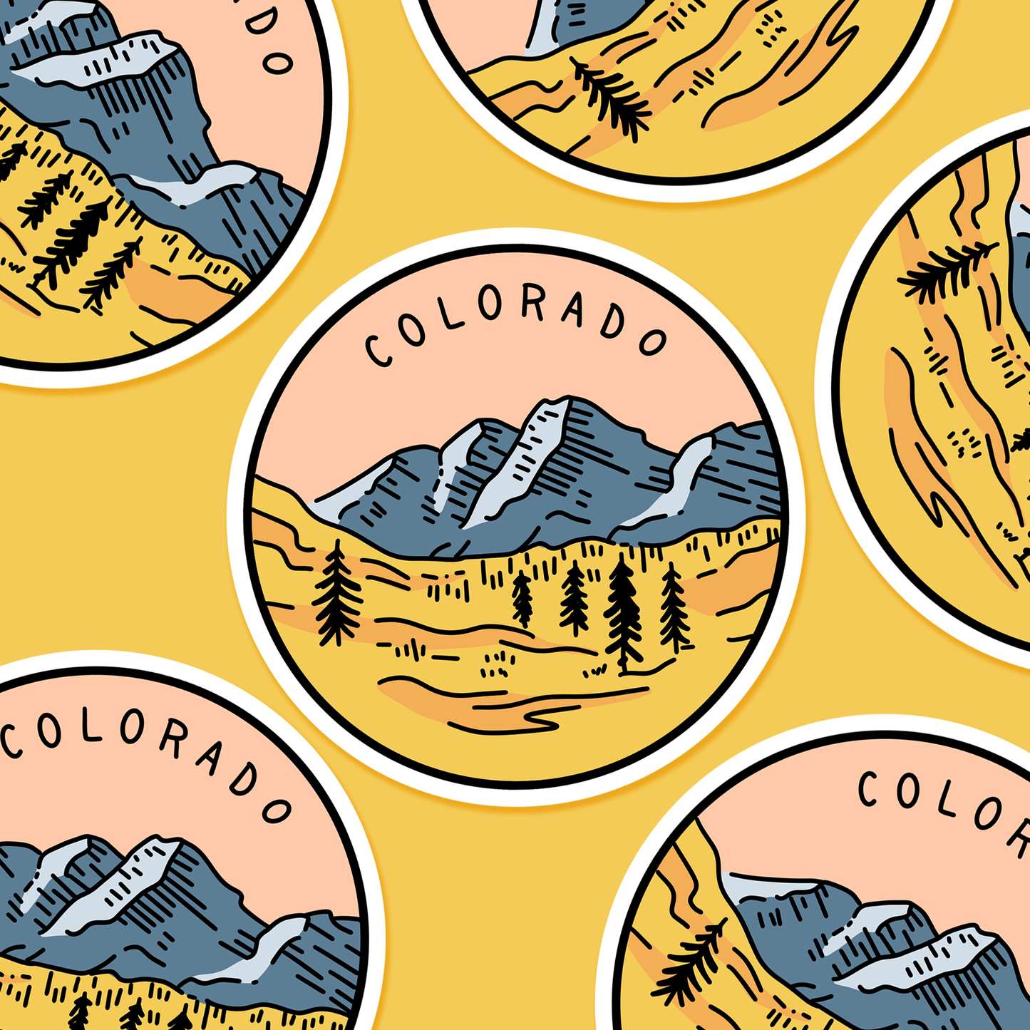 Colorado Illustrated US State  - Travel Sticker