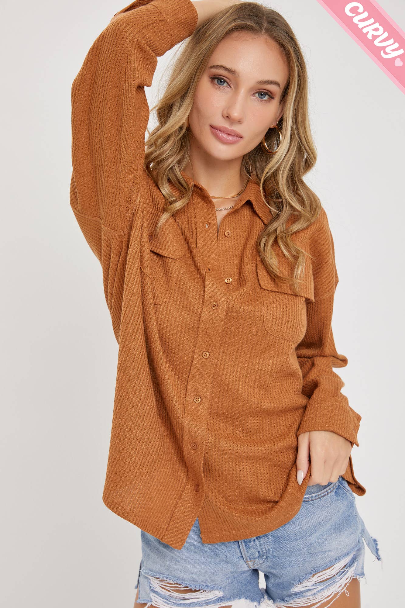 Brown Oversized Button Down Shirt