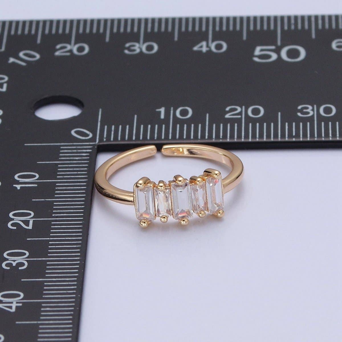 16K Gold Filled Minimalist Gold Baguette Stone Ring | O-739