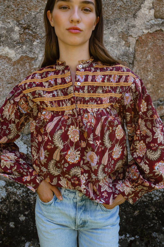 Andrea Blouse Burgundy