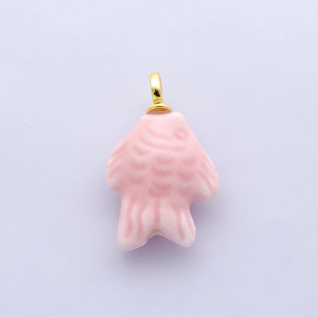 24K Gold Filled Nature Floral Mushroom Pet Sea Sell Ceramic Drop Charm