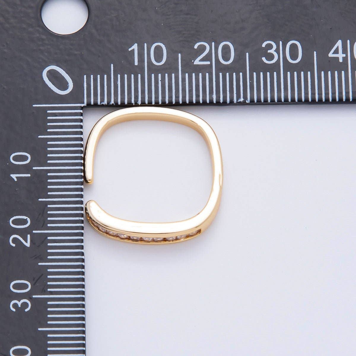 18K Gold Filled Micro Paved CZ Modern Square Edgy Open Ring | O547