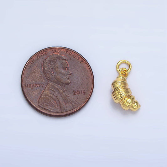 24K Gold Filled Mini Croissant Pastry Multidimensional Minimalist Charm | X-599