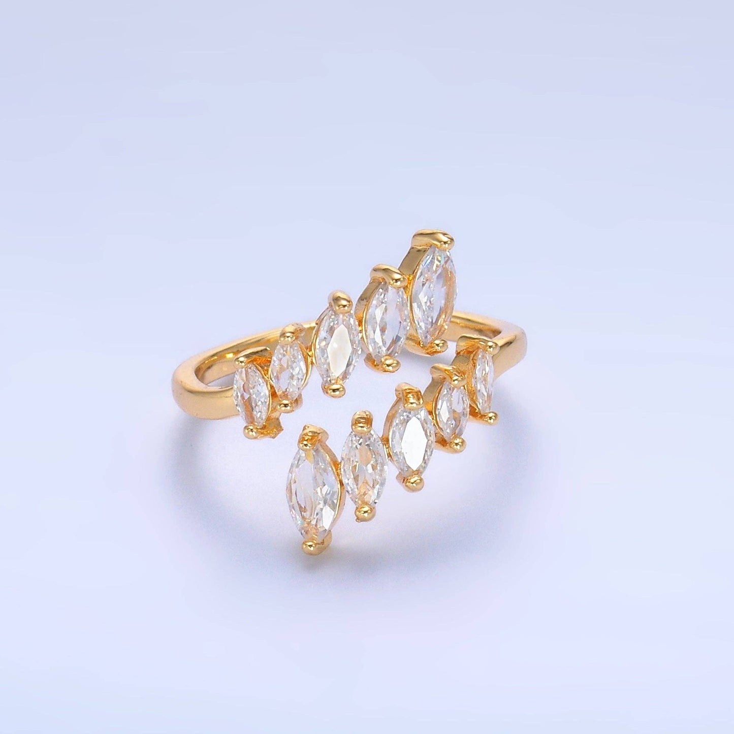 24K Gold Filled Marquise CZ Wrap Claw Ring