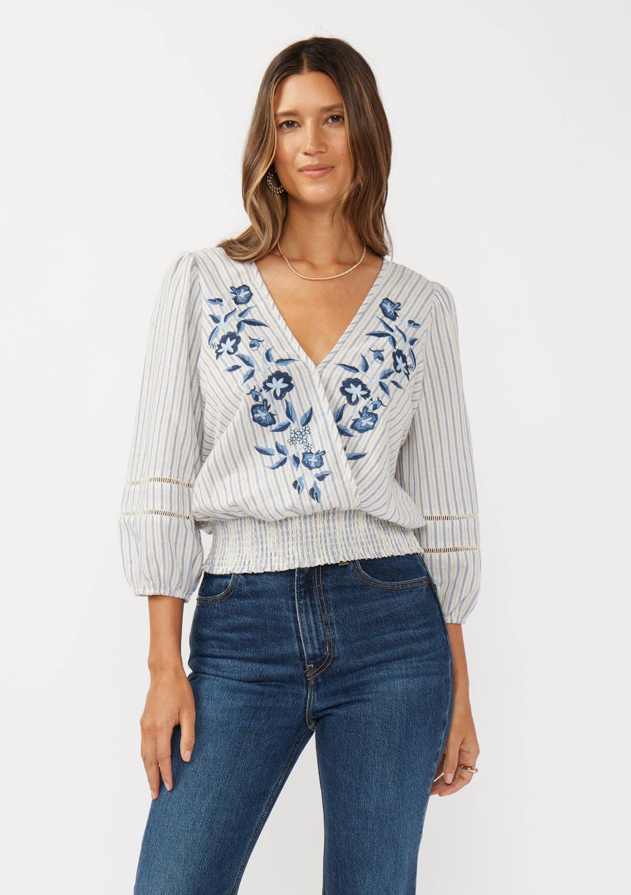 Blue Embroidered Blouse