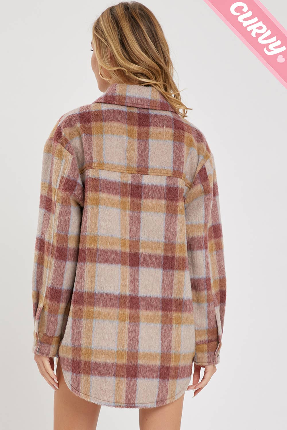 PLUS SIZE OUTERWEAR CLASSIC PLAID SHACKET/JACKET