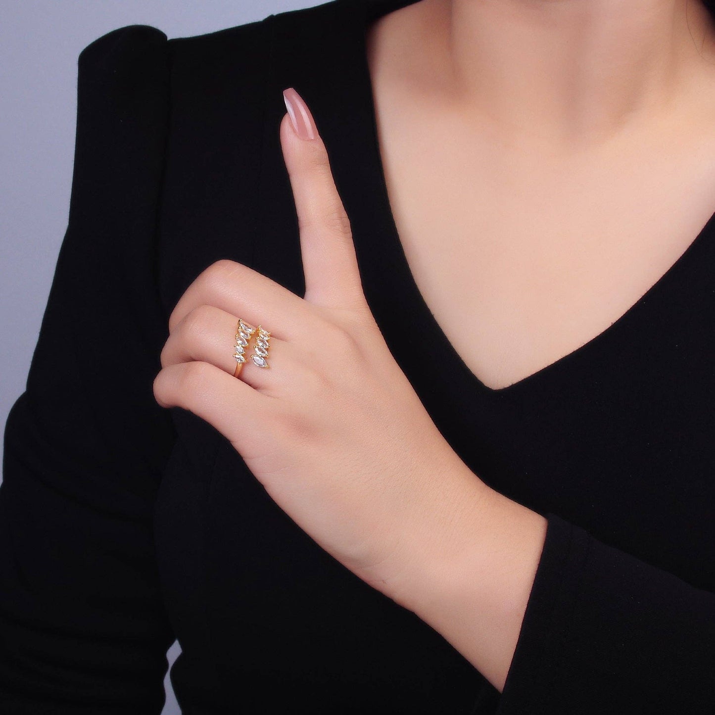 24K Gold Filled Marquise CZ Wrap Claw Ring